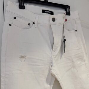 NWT Express Men's Slim Fit Hyper Stretch White Jeans 34x32